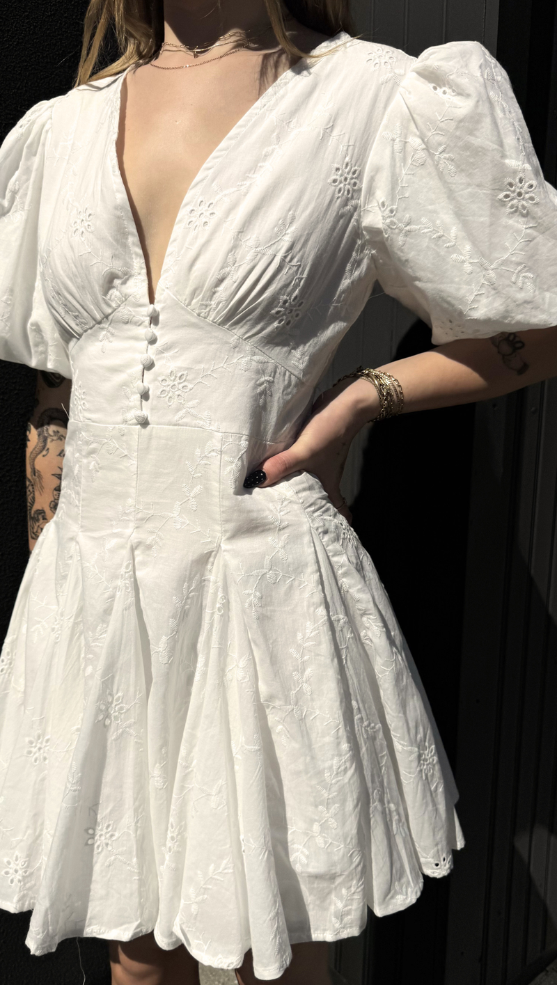 Sunday Eyelet Mini Dress - White  Van De Vort