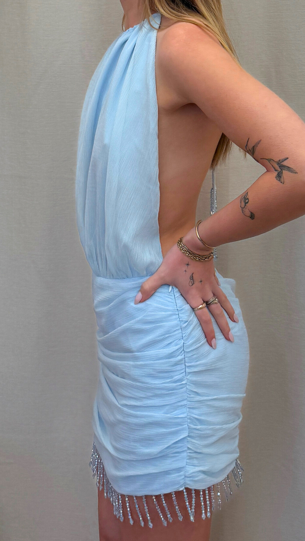 light blue halter mini dress Love Again Blue Halter Mini Dress - US 2 main image 0