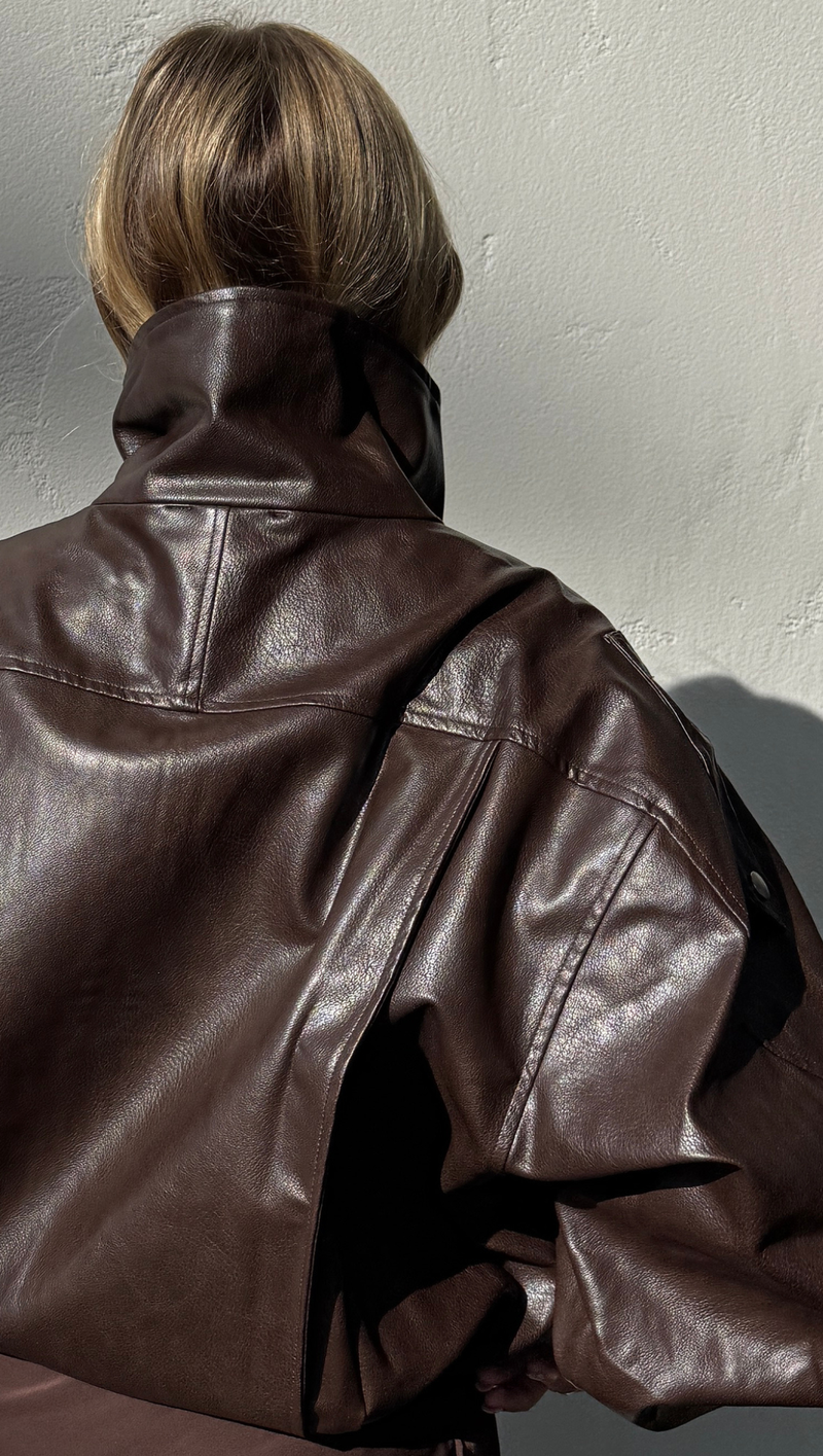 Blythe Leather Bomber - Brown