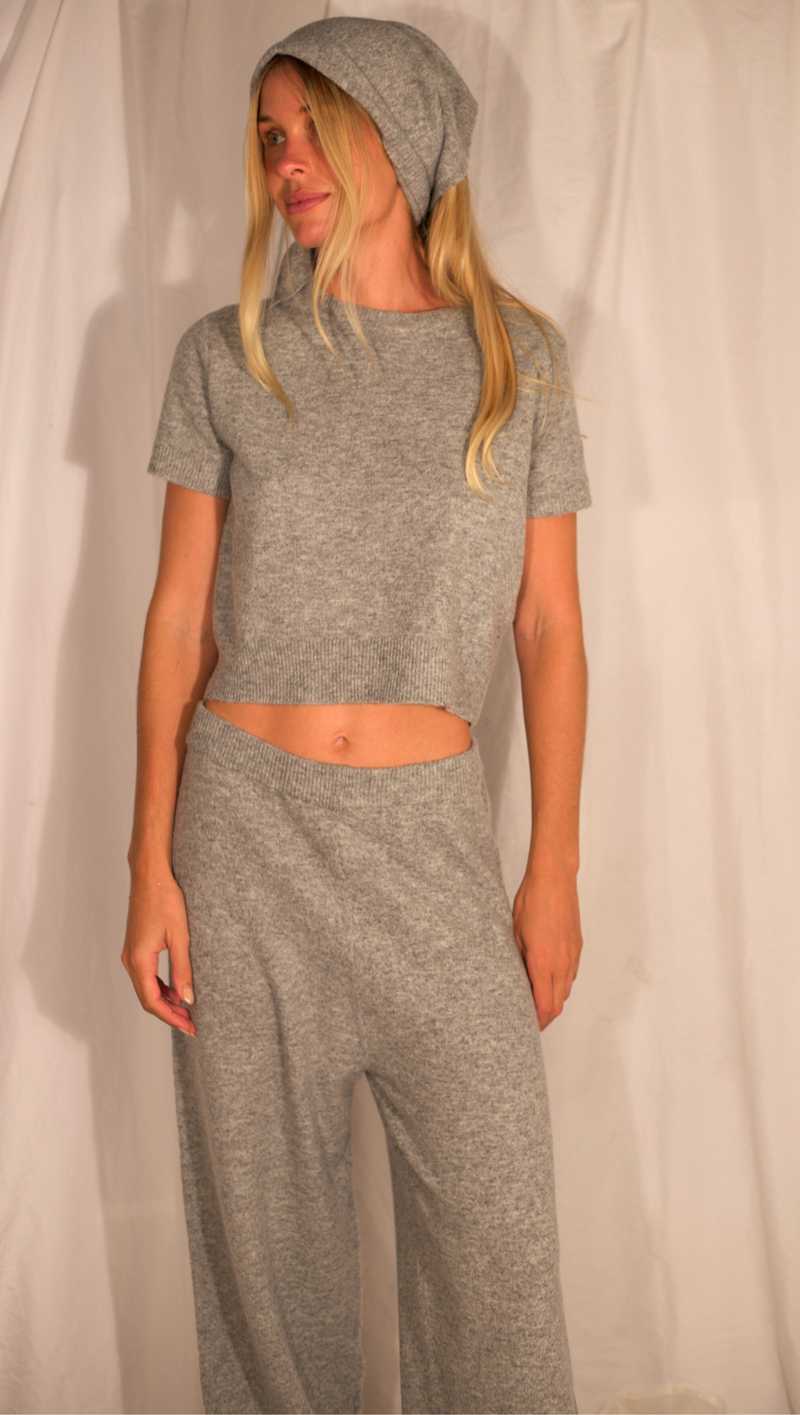Knit Jogger Set and Scarf -Grey