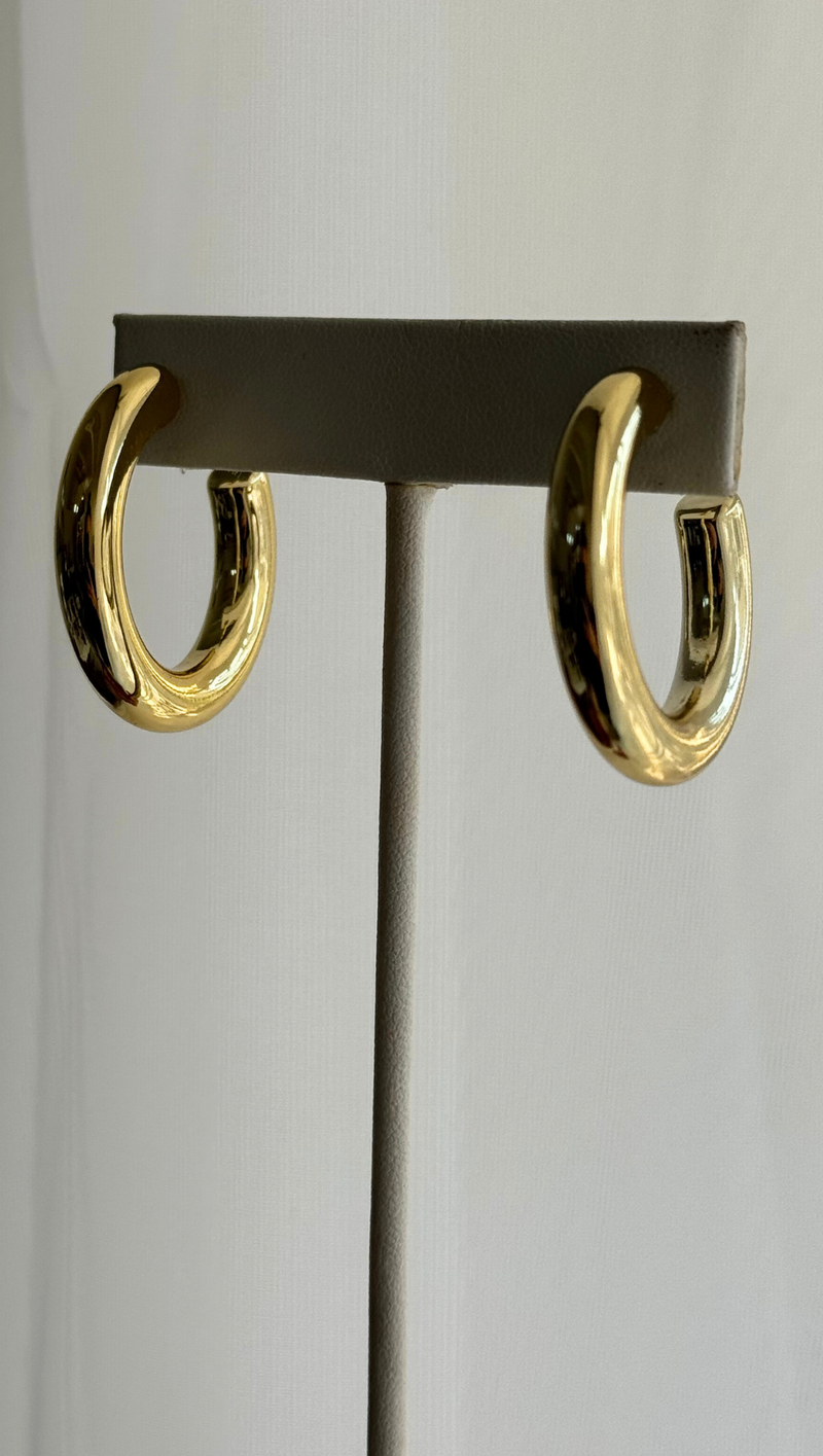 Chunky Open Hoop Earring - Gold