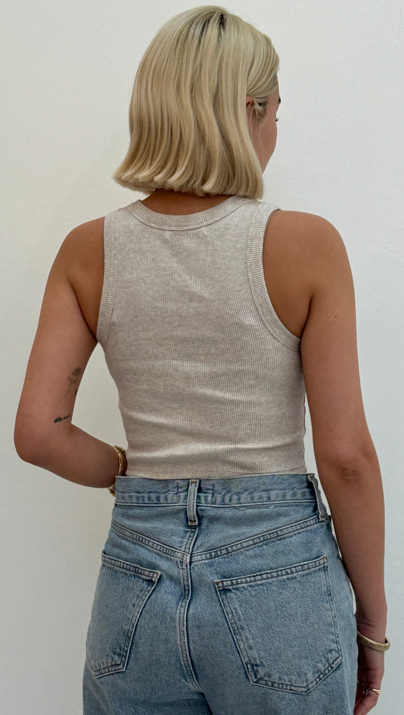 Cropped Knit Tank - Oatmeal