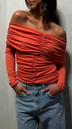 Colette Cold Shoulder LS - Burnt Orange