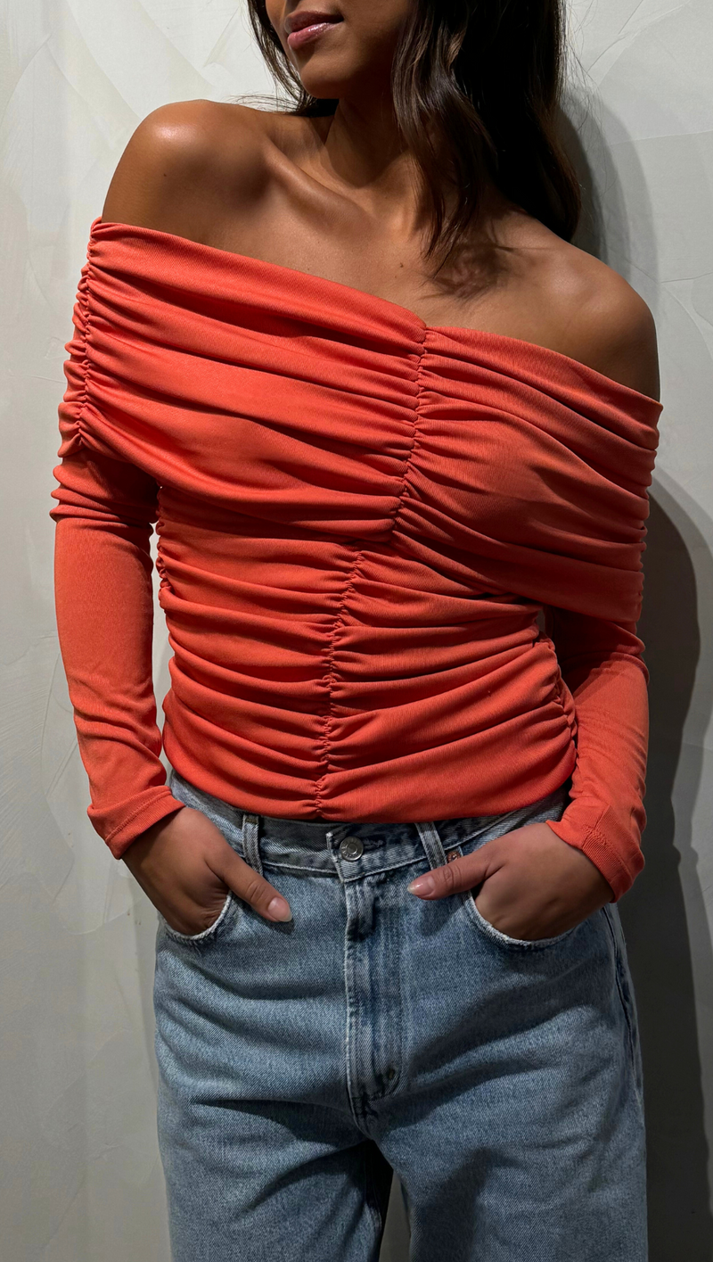 Colette Cold Shoulder LS - Burnt Orange