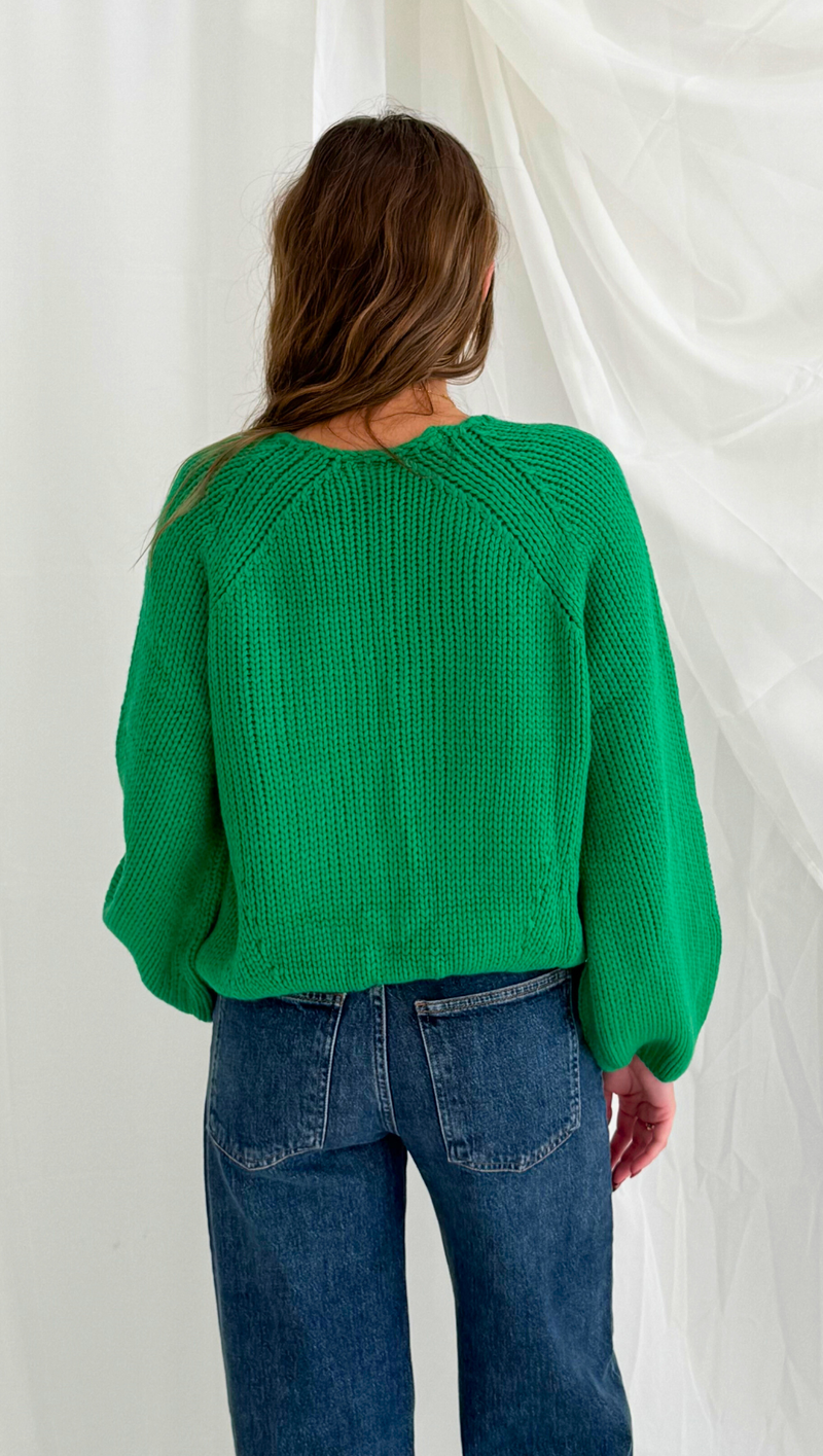 Dea V Neck Sweater - Green