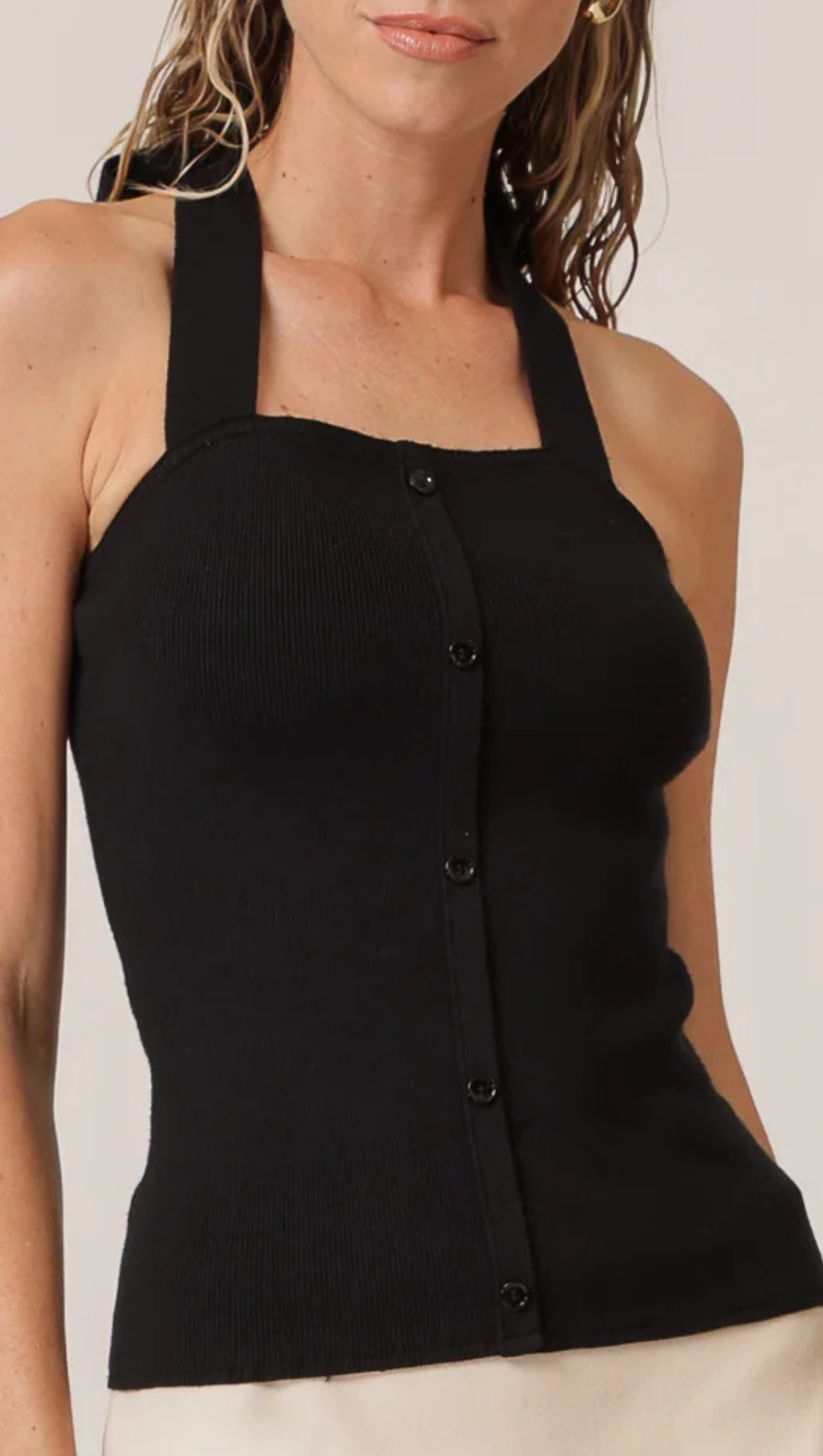 Tanner Halter Sweater Top - Black