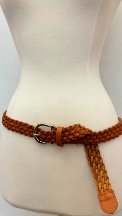 Braided Equestrian Buckle Belt - Tan