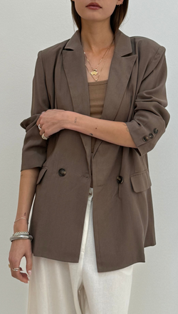 Allie Woven Blazer - Taupe