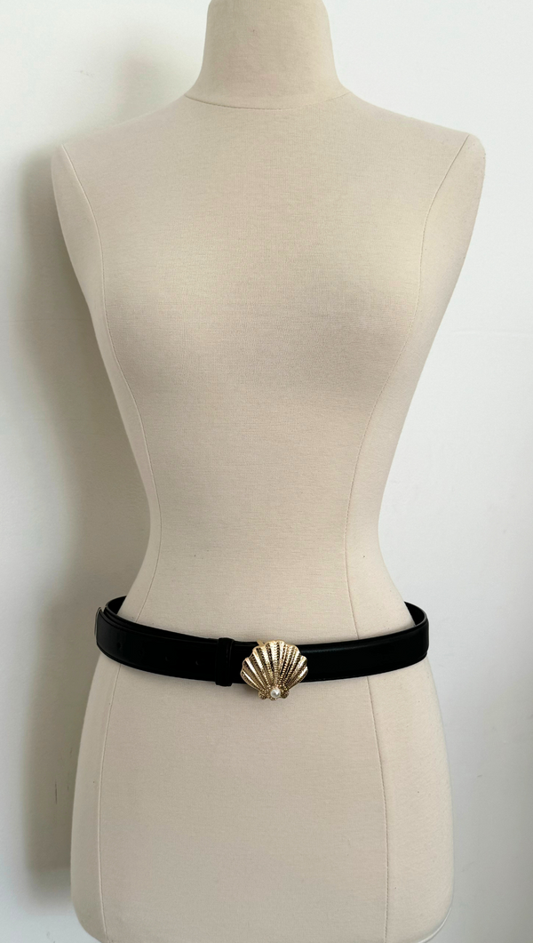 Seashell Buckle Belt - Black