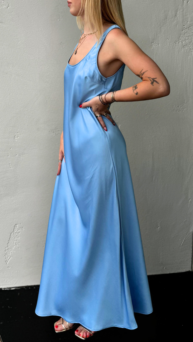 Maria Maxi Slip Dress - Sky Blue