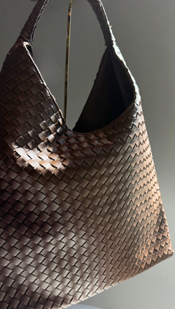 Woven Square Tote - Brown