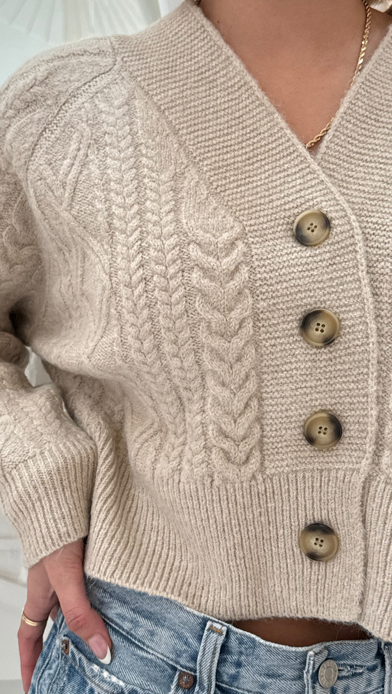 Eliana Ribbed Cardigan - Oatmeal