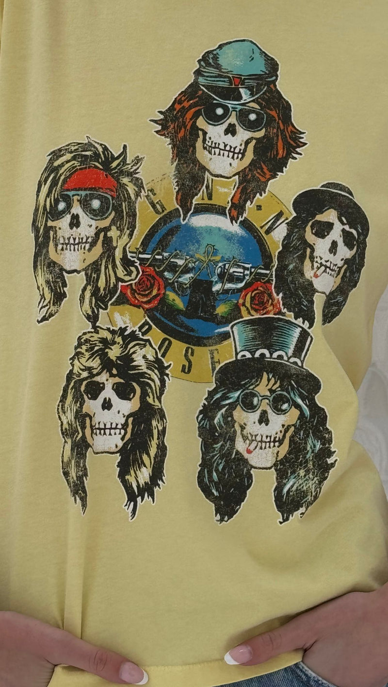 Guns N Roses UK Tour 87 Ringer Tee - Yellow Mist