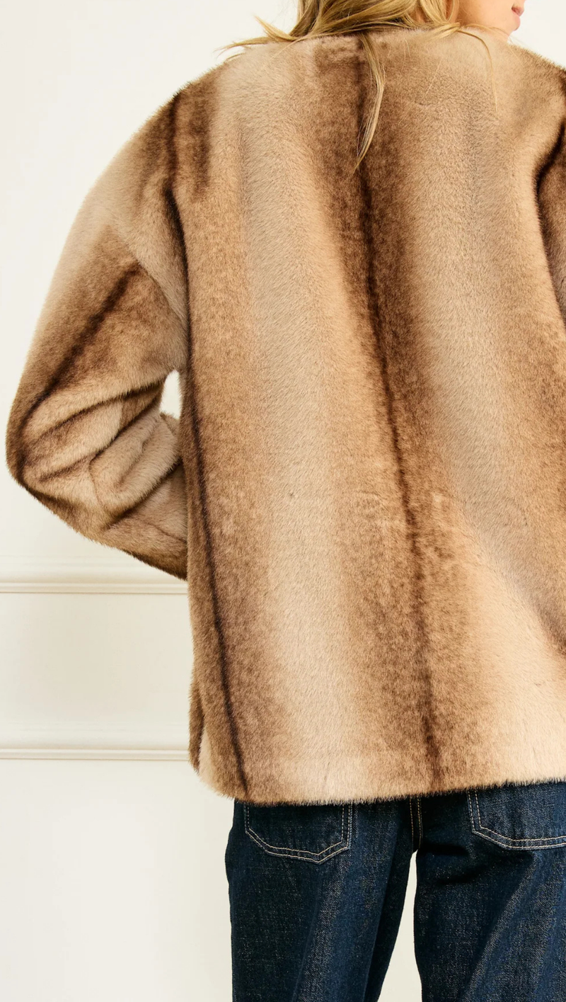 The City Faux Fur Jacket - Brown Multi