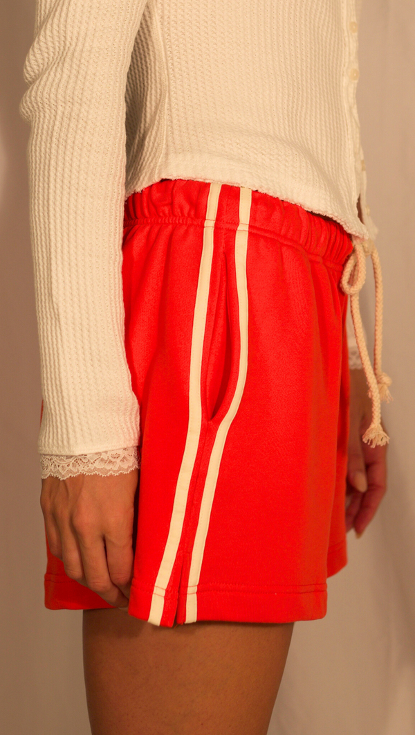 Frankie Sweat Short - Orange Red/White
