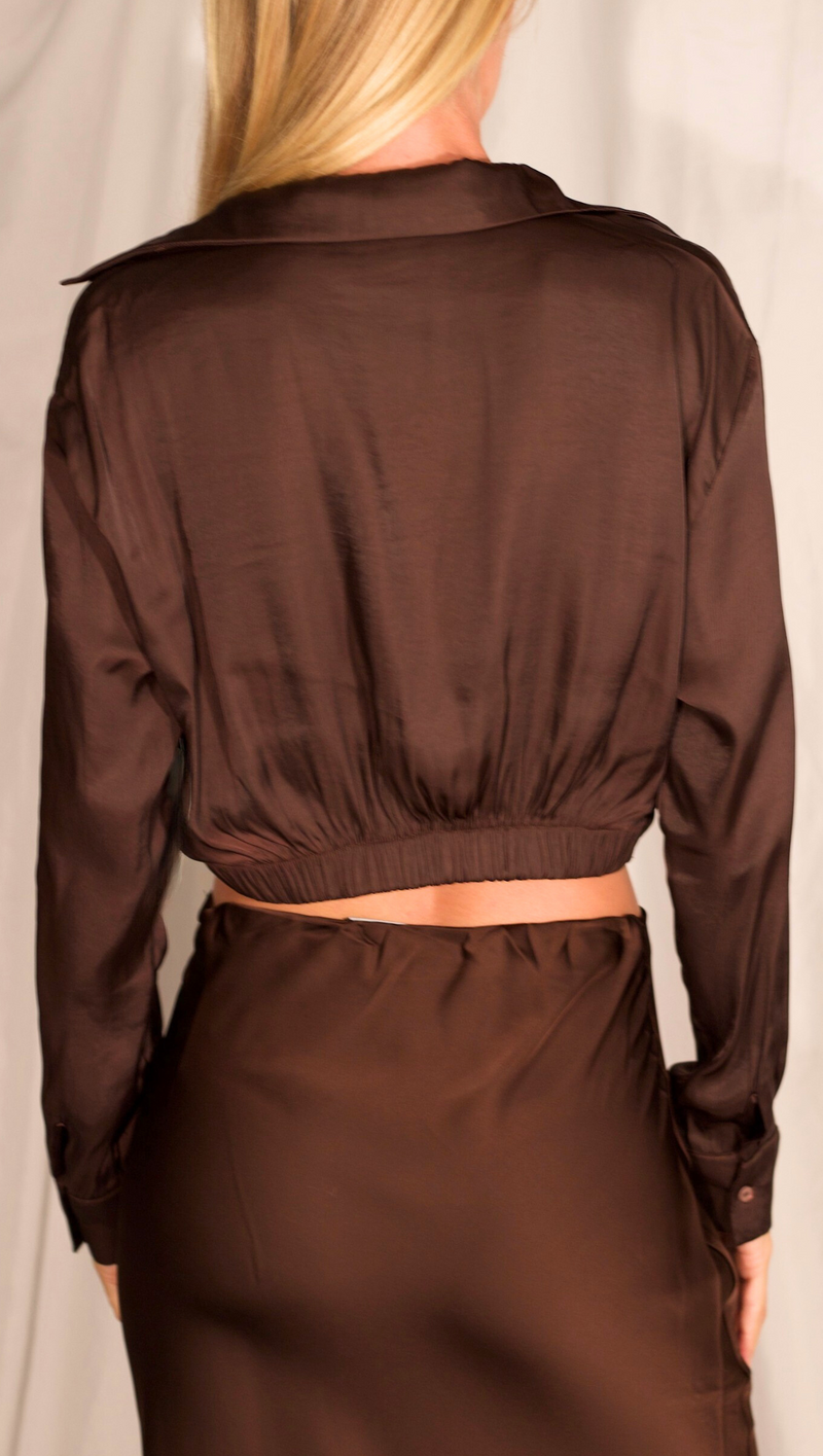 Gisselle Satin Top - Chocolate