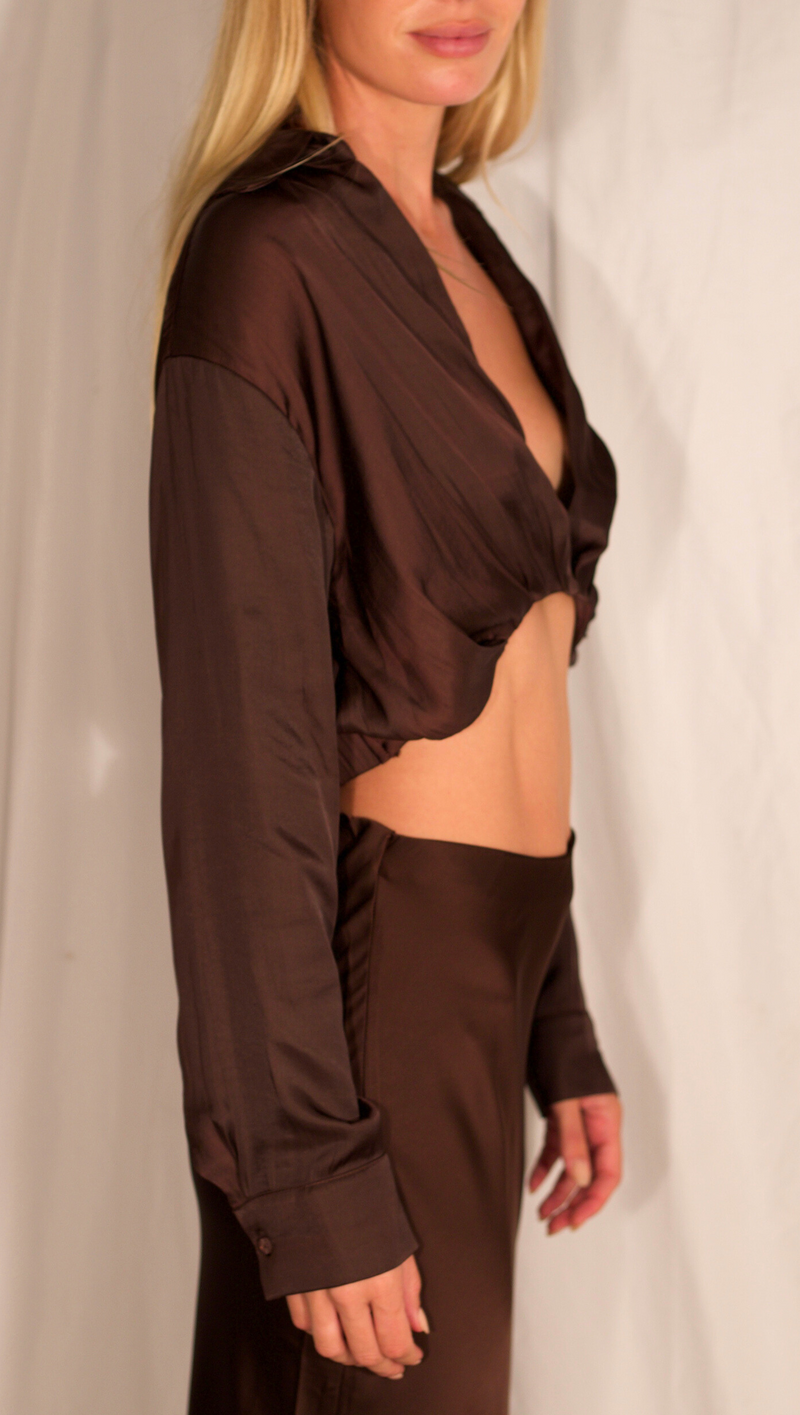 Gisselle Satin Top - Chocolate