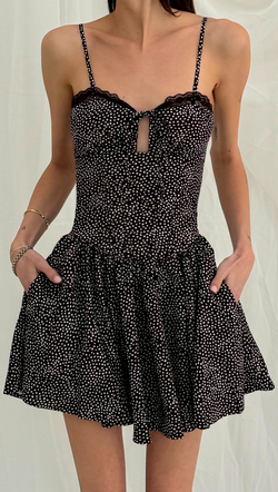 Mimi Mini Dress - Brown Polka Dot