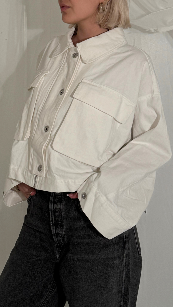 Thea Cargo Jacket - White