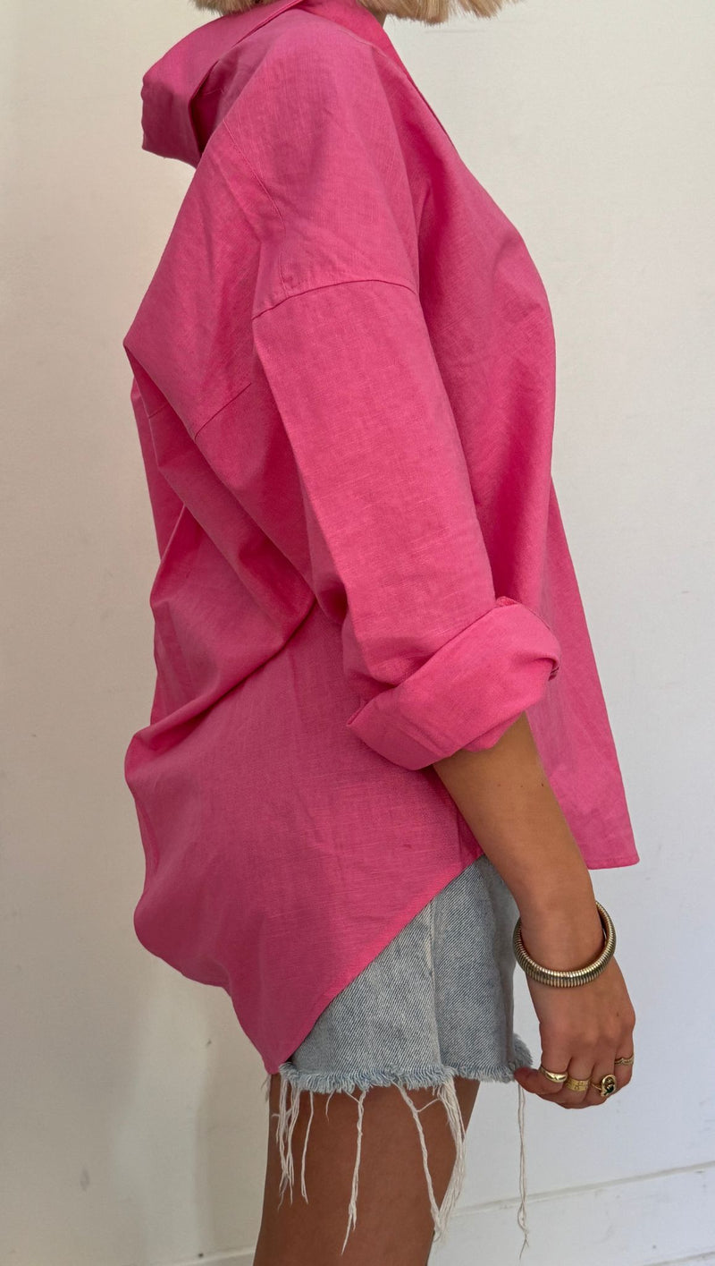 Valeria Oversized Button Down - Pink