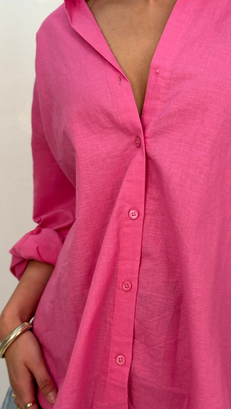 Valeria Oversized Button Down - Pink