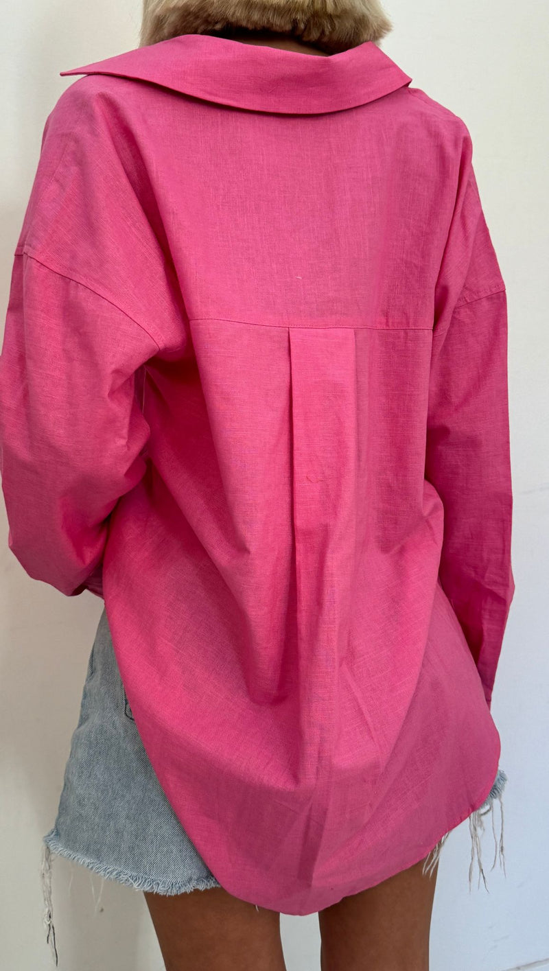 Valeria Oversized Button Down - Pink