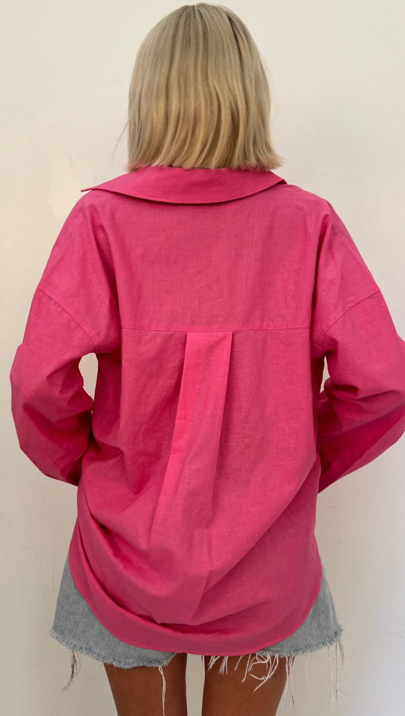 Valeria Oversized Button Down - Pink