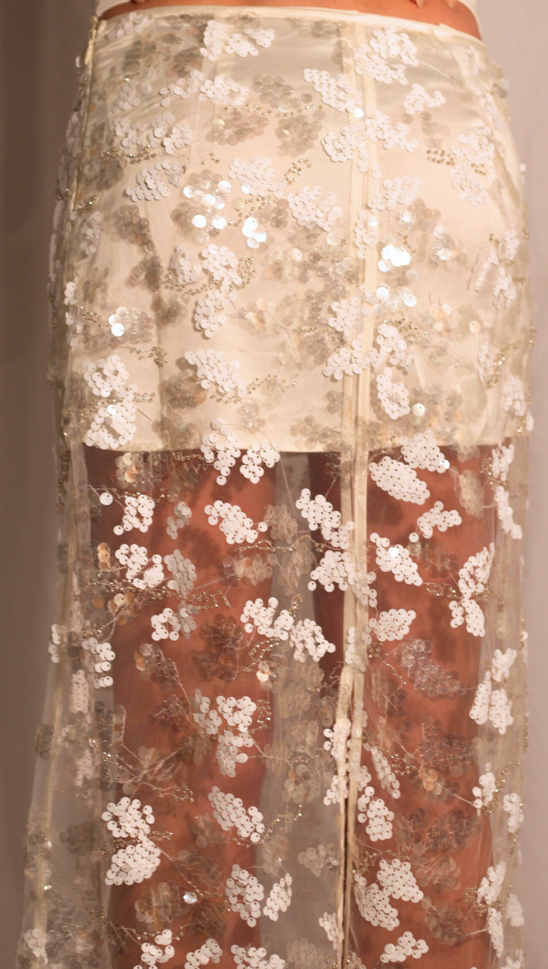 Arlo Sequin  Skirt - White
