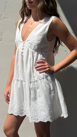 Emilie Eyelet Mini Dress - Off White