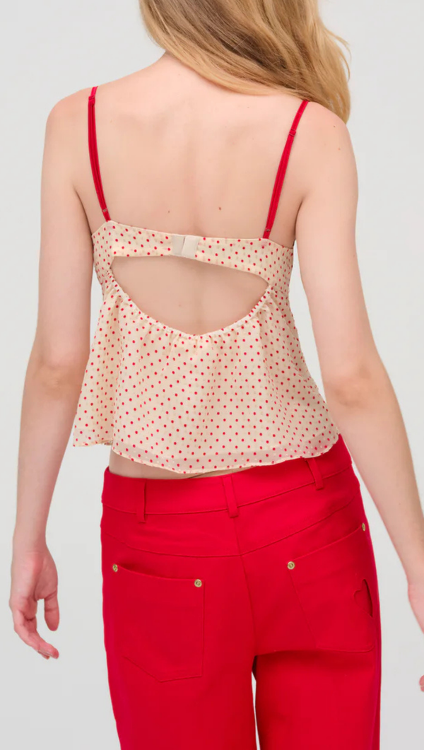 Love Dot Camisole Top - Cream White