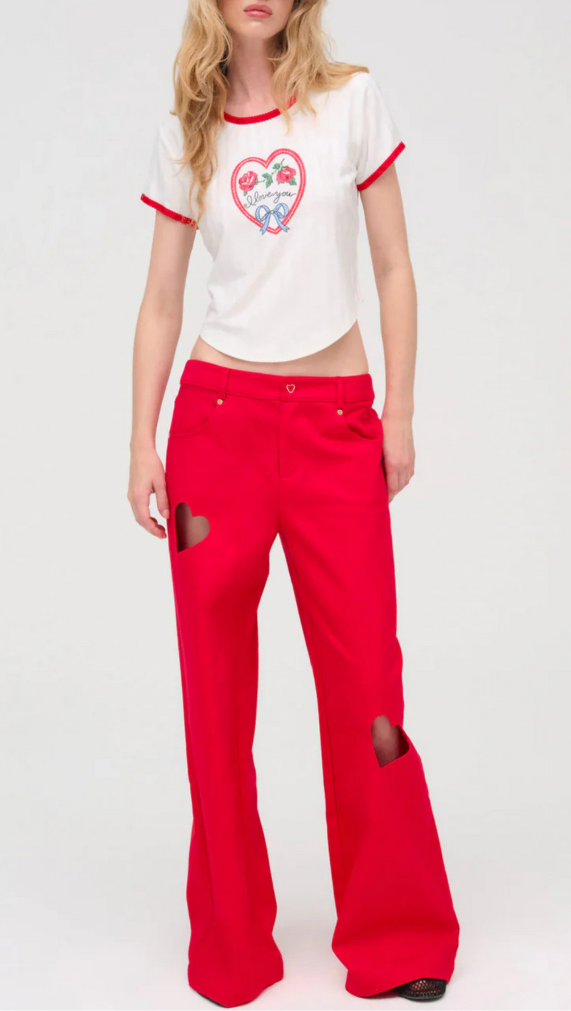 Lipstick Denim Baggy Jean - Red