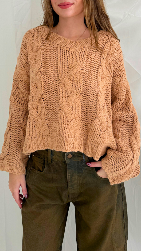 Elise Chunky Knit Sweater - Taupe