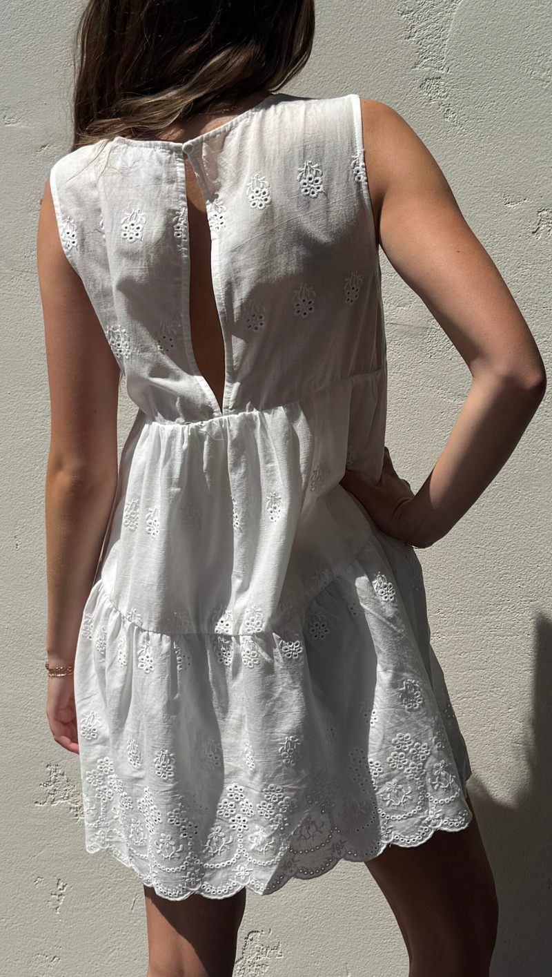 Emilie Eyelet Mini Dress - Off White
