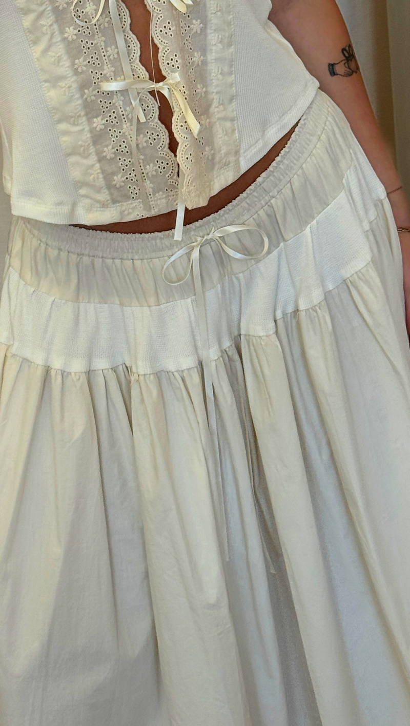 Elsa Embroidered Midi Skirt Set - Ivory