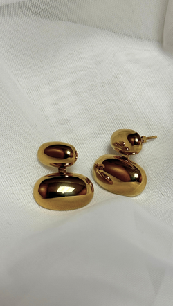 Double Drop Minimalist Earring - 18K Gold