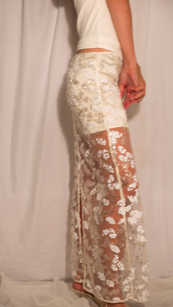 Arlo Sequin  Skirt - White