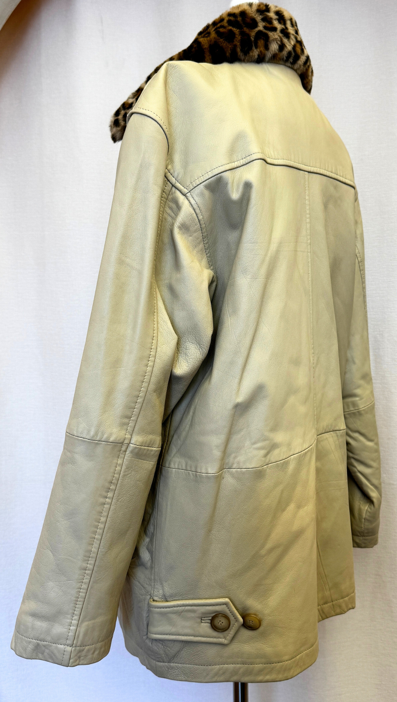 Rafael 90s Leather Jacket with Faux Fur Collar OS