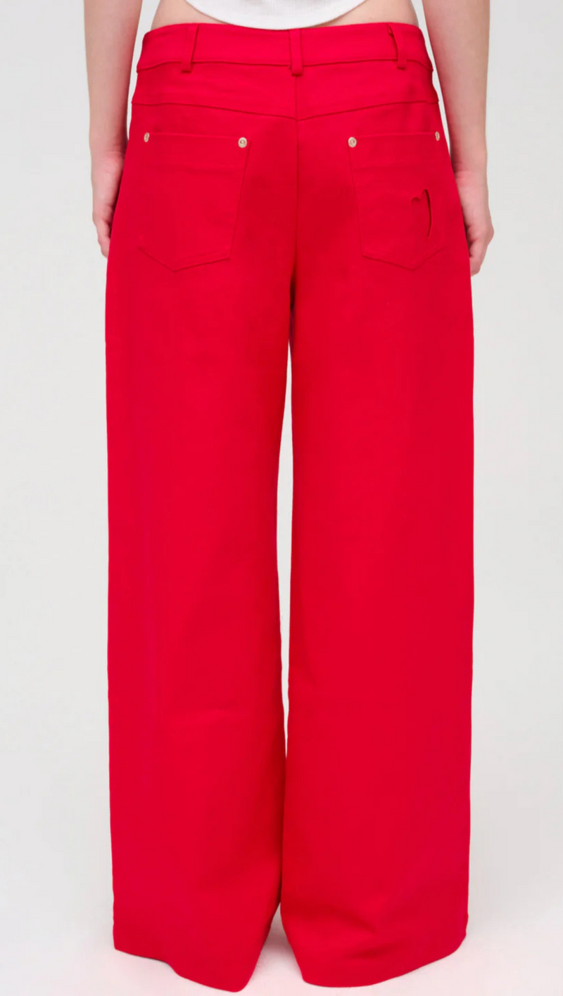 Lipstick Denim Baggy Jean - Red