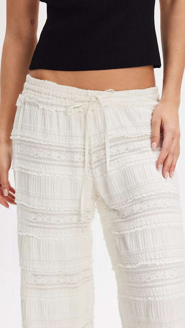 Aiden Lace Pant - White