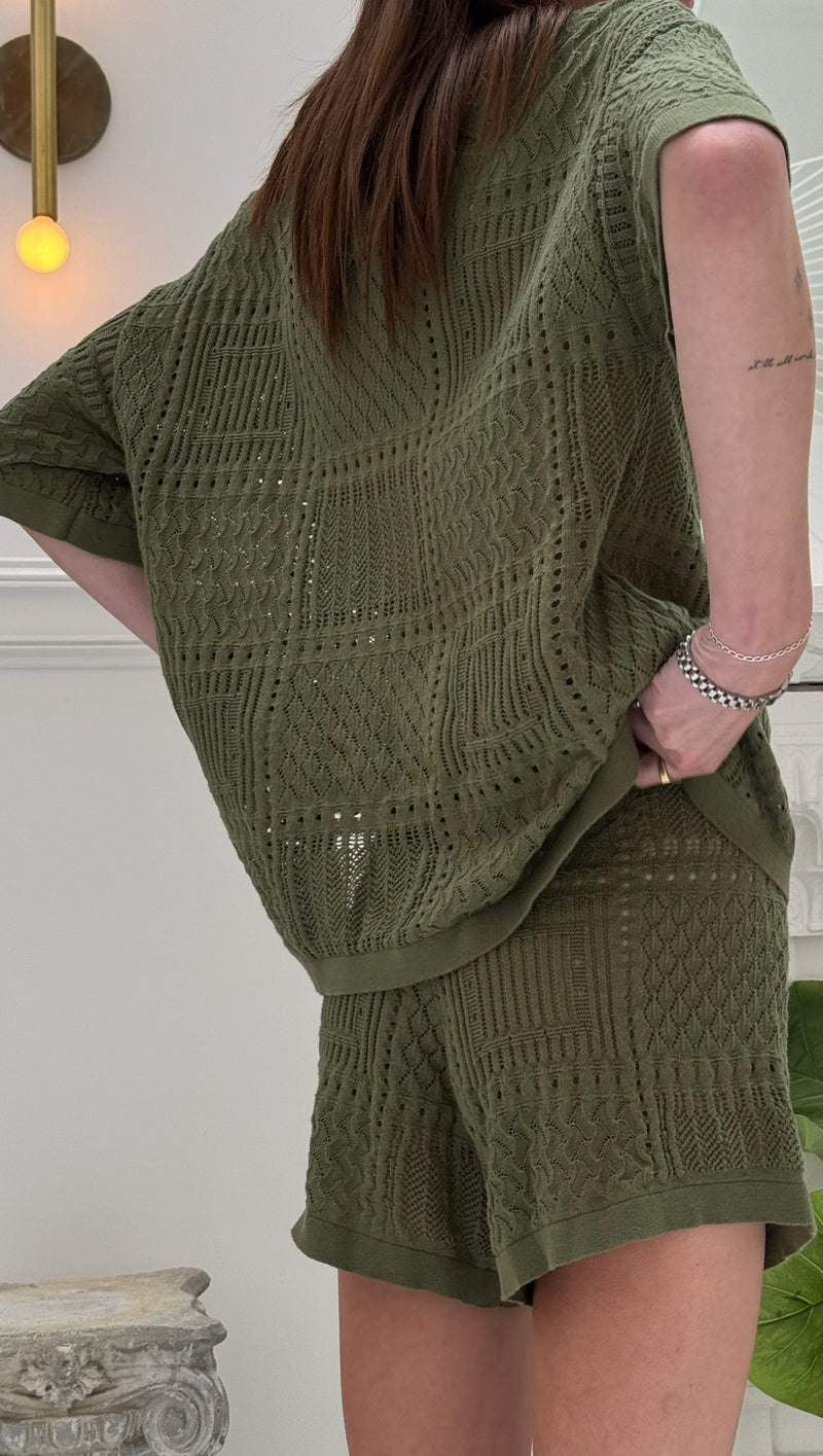 Lo Knit Short Set - Army Green