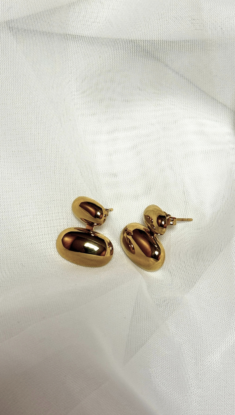 Double Drop Minimalist Earring - 18K Gold