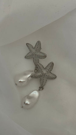 Starfish Pearl Drop Earring - Silver