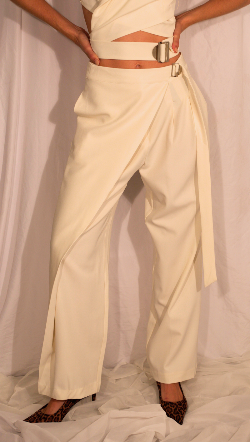 Monroe Wrap Trouser - Ivory