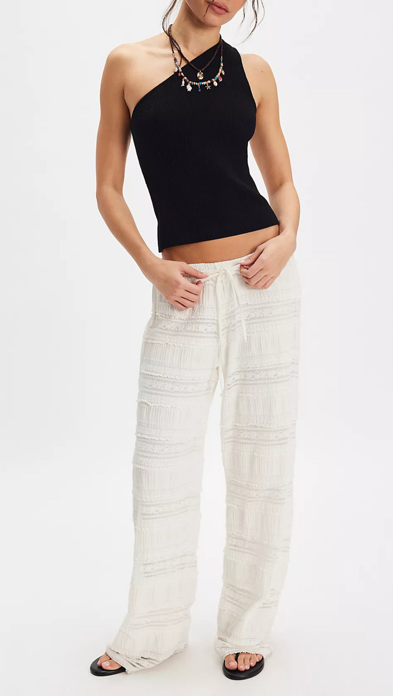 Aiden Lace Pant - White