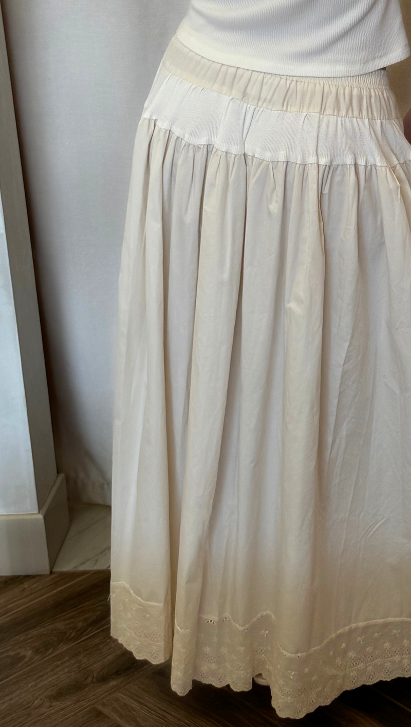 Elsa Embroidered Midi Skirt Set - Ivory