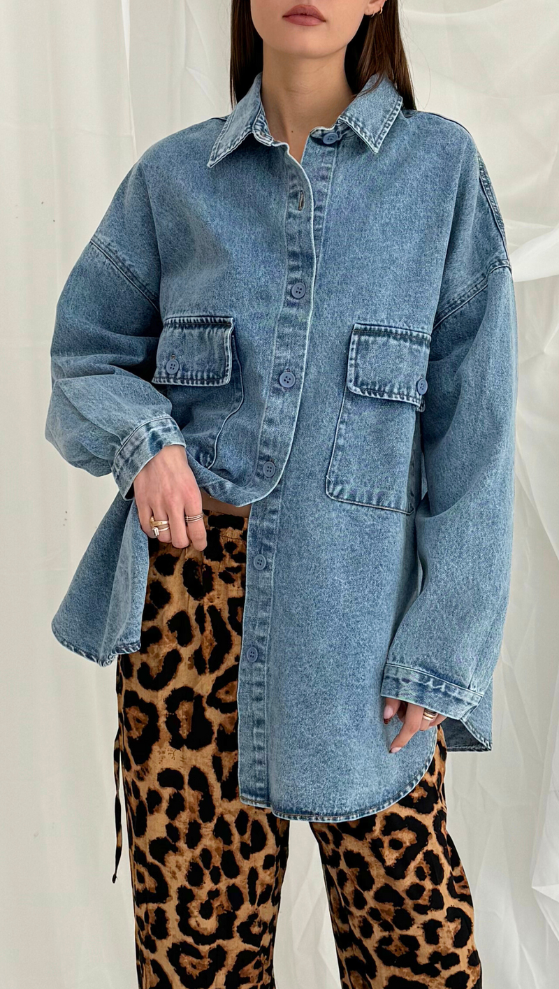 Nylah Shacket - Blue Denim