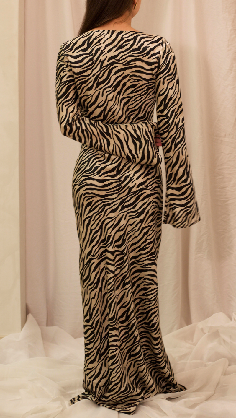 Georgie L/S Maxi Dress - Zebra