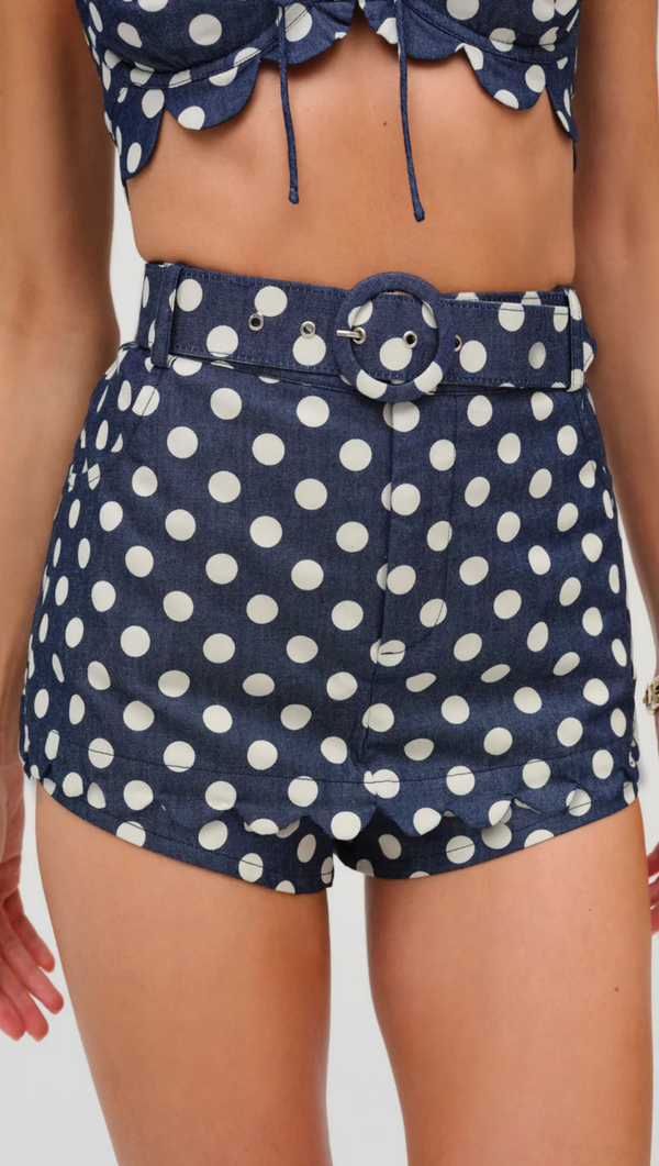 Dolly Denim Dot Skort - Indigo Blue