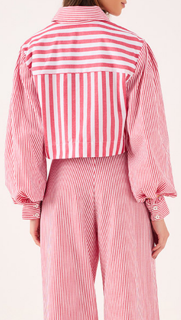 Cropped Striped Shirt - Red Stripe