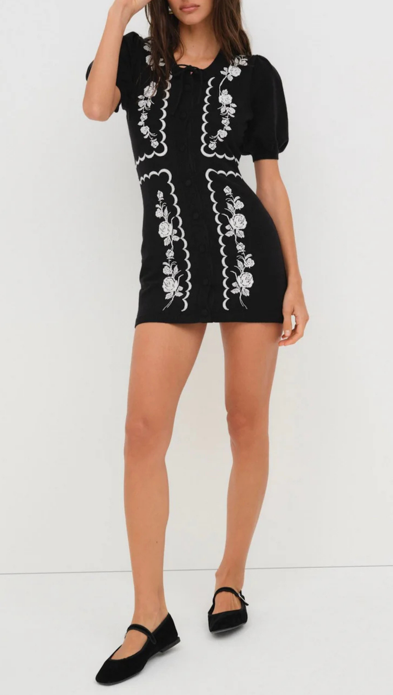 Josephina Knit Mini Dress - Black